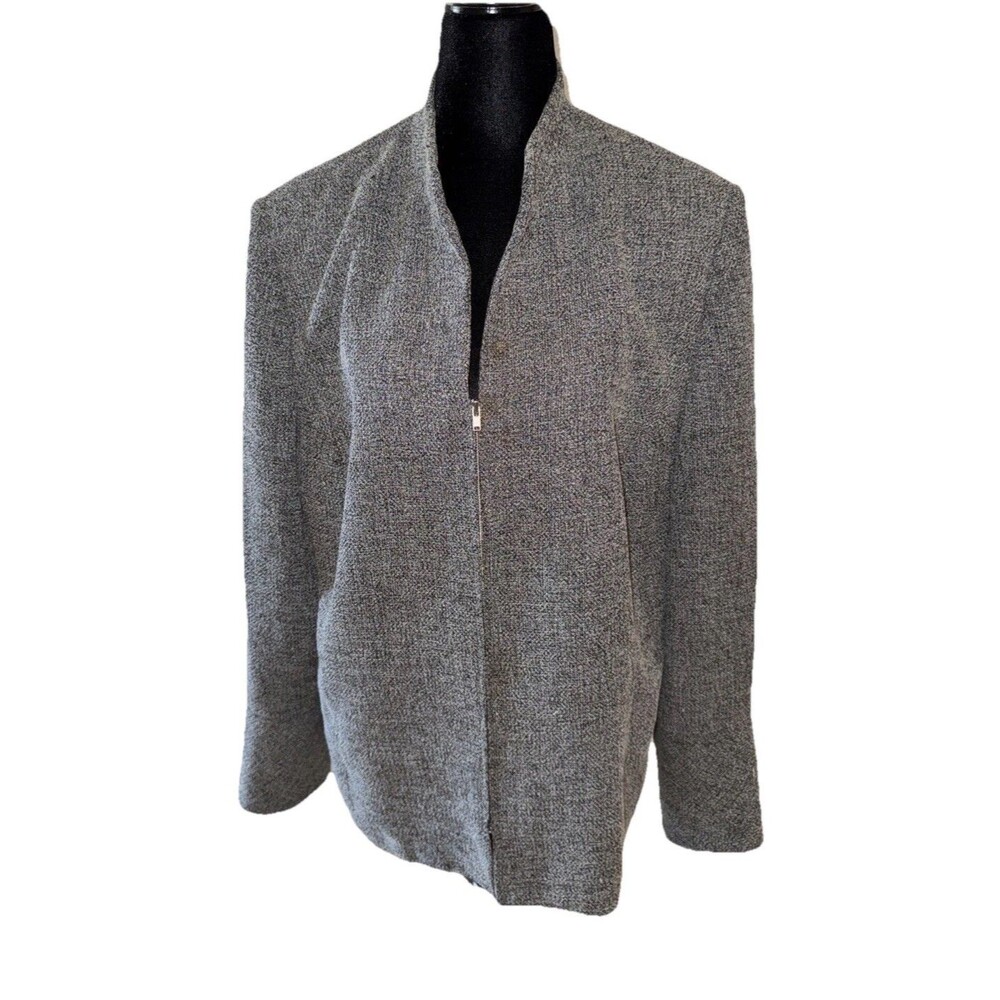 Amanda Smith Woman Suits 16W Padded Collared Long Sleeve Gray Blazer